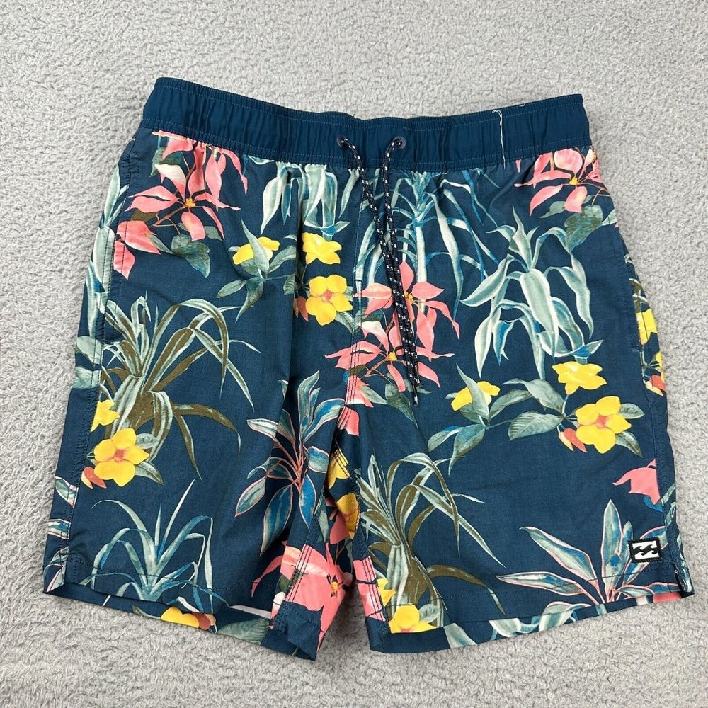 Billabong Recycler Sundays Adult Medium Floral Swimming Trunks Shorts Men Used